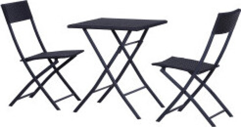 Polyrattan Bistrosett For 2 Personer, Rotting Hagemøbelsett, Sort