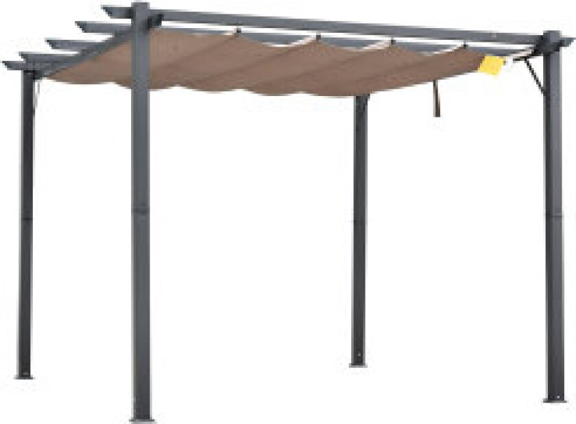 Bilde av Pergola Pavilion Patio Baldakin Med Skyvetak Hage Aluminium Kullgrå + Kaffebrun 3X3X2,23 M