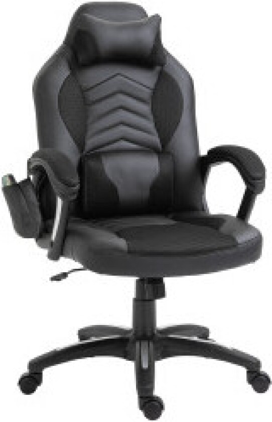Gaming Chair Kontorstol Med Varmefunksjon 6 Vibrasjonspunkter Ergonomisk Svingstol Massasjestol I Kunstskinn Svart B68 X D69 X H