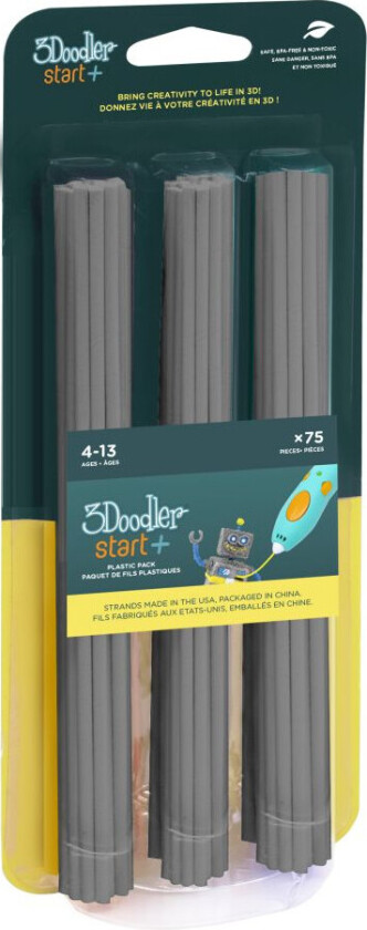 3Doodler Start+ Filament for 3D-Print - 75 stk - Grå