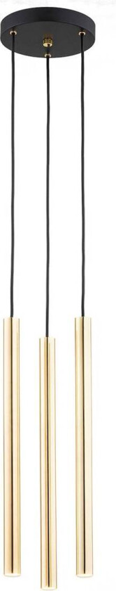 Hengelampe Sone rund baldakin 3 lyskilder messing