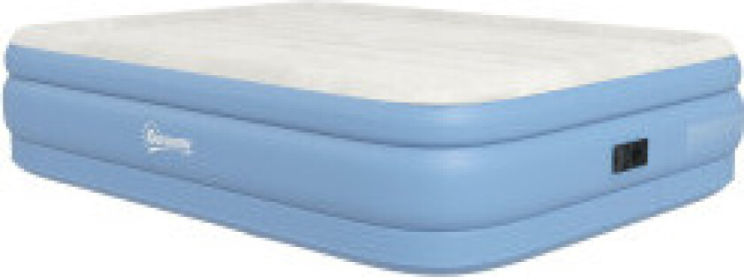 Luftmadrass Dobbel Campingseng For 2 Med Pute Og Elektrisk Pumpe, Lyseblå, 203X152X46Cm