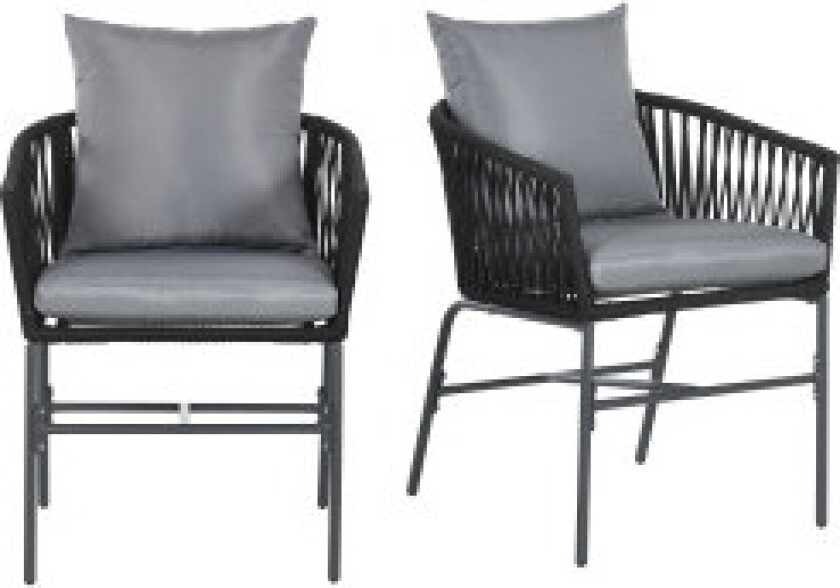 Sett Med 2 Hagestoler Med Puter, Boho-Stil Hagestolsett, Hagestol, Hagemøbler, Balkongstol, Terrassestol, Metallramme