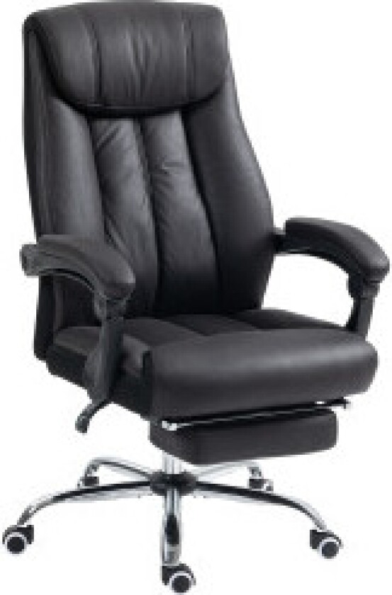 Office Chair Executive Chair Med Fotstøtte Høydejusterbar Mikrofiber Tilt Stål Svart