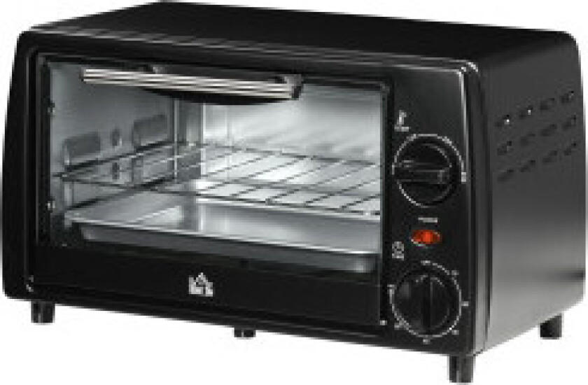 Miniovn 10 Liter 750W Liten Elektrisk Ovn Med Temperatur Opptil 230 ℃ Timer 60 Minutter Bakebrett Og Rist 36,5X26X22 Cm Svart