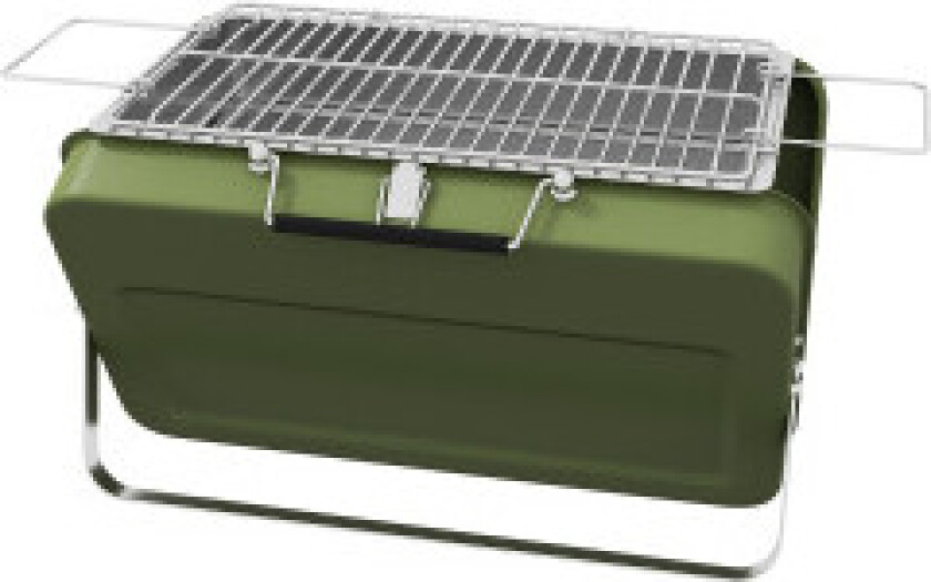 Bordgrill, Kullgrill Med Kullbrett, Grillstativ, Håndtak, Piknik, Hage, Rustfritt Stål, Grønn