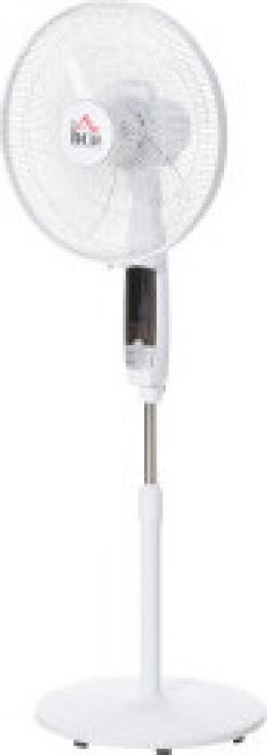 Pidestallvifte 138 Cm Hvit Vifte Med Timer, Fjernkontroll, Høydejusterbar, 3 Hastigheter, Stål