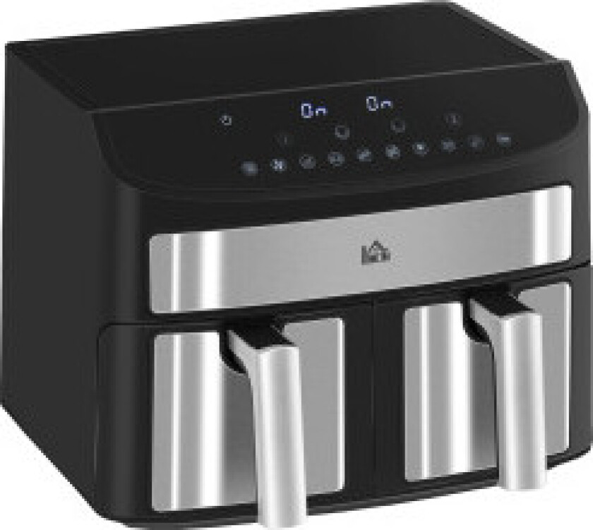 Varmluftfrityrkoker 8L Frityrkoker Med Dobbeltkammer, Luftfrityrkoker Med 10 Programmer, 2400 W Luftfrityrkoker Med Berøringsskj