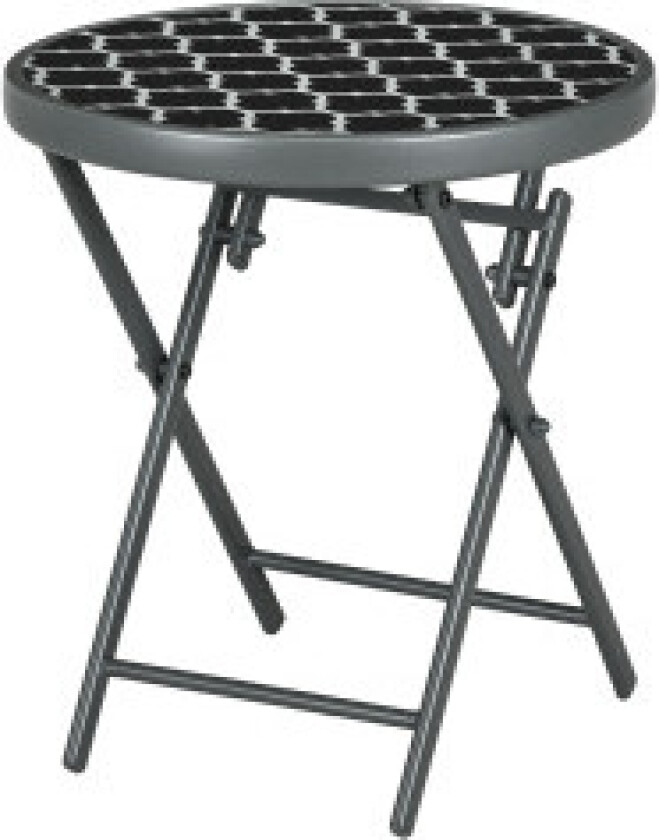 Bilde av Sammenleggbar Bord Sidebord Glassplate Campingbord Svart 45X45X50Cm