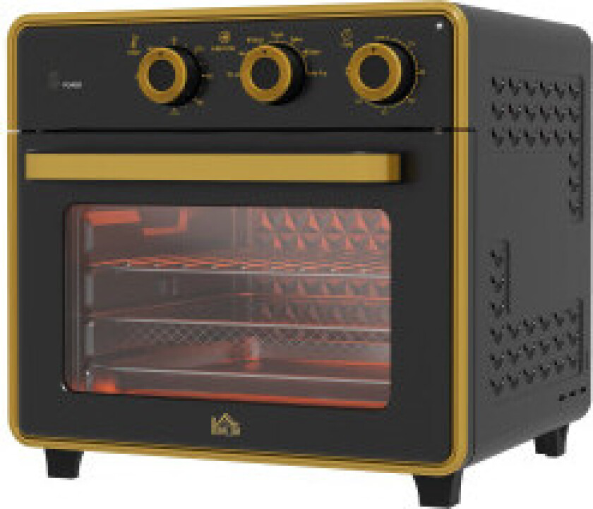 Miniovn 20L, Pizzaovn Med Varmluftsfunksjon, Varmluftsovn Med Stekebrett, Grillrist, 90-230℃, 1400 W Elektrisk Miniovn Med 1 Tim