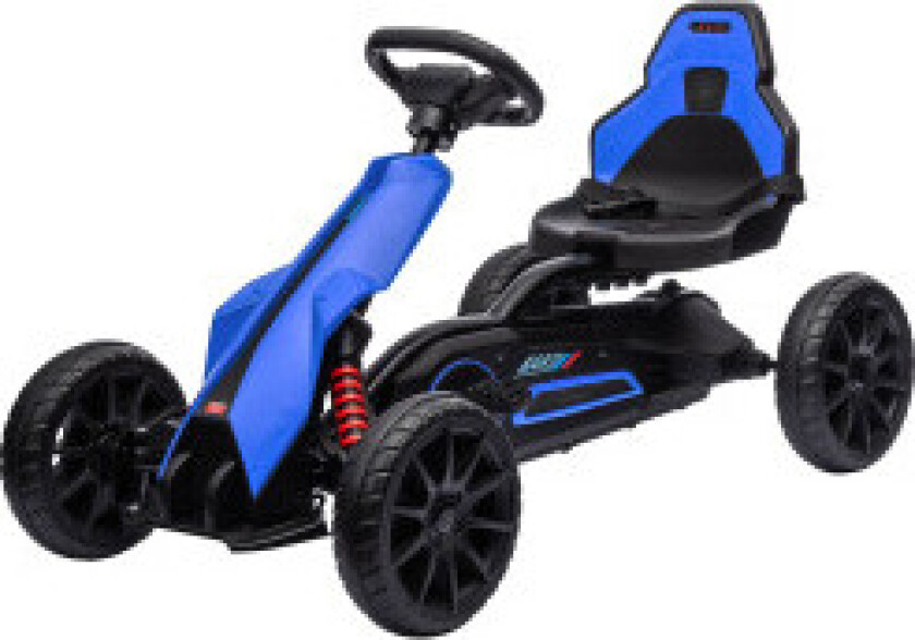 Gokart, Barnekjøretøy Med Justerbart Sete, Tråbil, Tråkkbil Med Håndbrems, Kettcar For Barn I Alderen 3-8 År, Blå