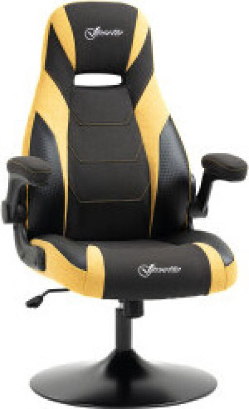 Gaming Chair Vippefunksjon, Høydejusterbar 110-116 Cm, Roterbar, Kunstskinn, Gul+Sort, For Lekerom