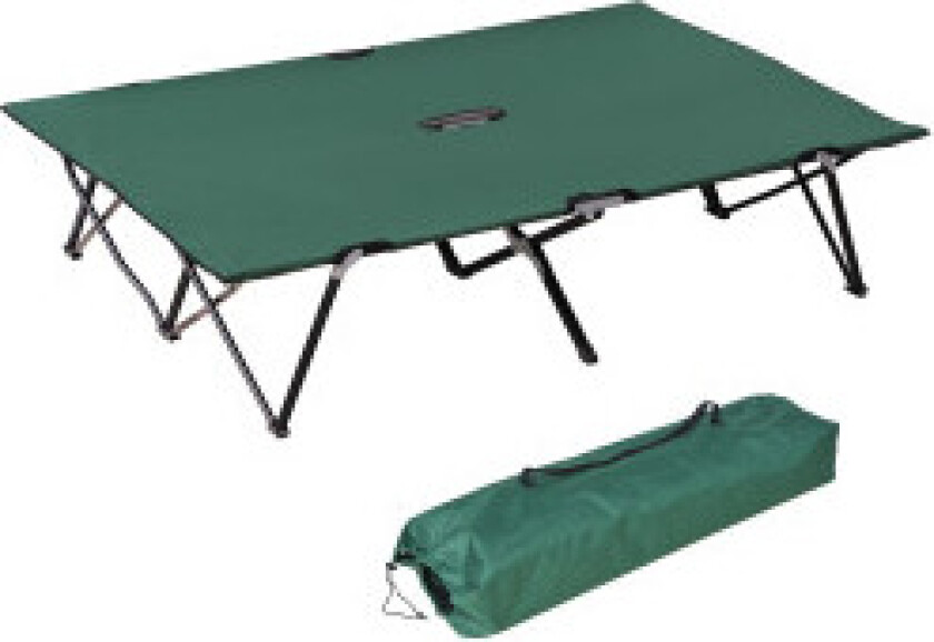 Bilde av Sammenleggbar Campingseng For 2 Personer, Sammenleggbar Feltseng Med Bæreveske, Kan Holde Opptil 136 Kg, Stål Oxford Grønn + Sva