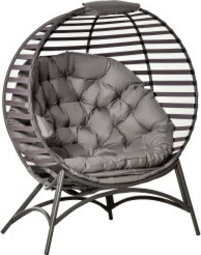 Papasan Stol Hagestol 2 Kurver Puter Oval Lounge Stol Sammenleggbar Balkong Patio Sand Brun Stål 118X75X139Cm