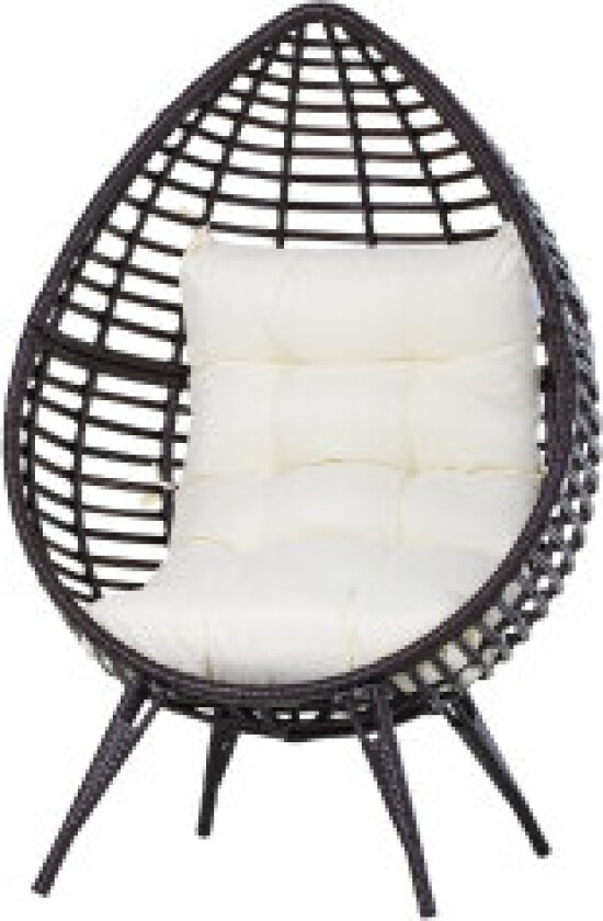 Teardrop Rattan Stol Hagestol Med Setepute Hevet Rattan Stol Stål Brun 101 X 89 X 156 Cm