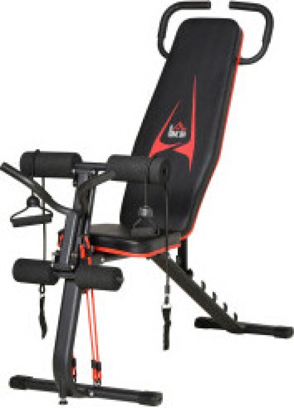 Bilde av Vektbenk Justerbar Treningsbenk Med Elastisk Tau Sittebenk 6 Nivåer Ryggstøttegradientvekt Opp Til 150 Kg 145 X 49 X 57-127 Cm