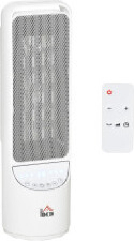 Varmevifte Varmevifte 2000W Elvarmer Keramisk Varmetårn Med Fjernkontroll 12-Timers Timer Oscillasjonsvarmer Plast Hvit Ø15.1X50
