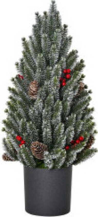 Kunstig Juletrebord Juletre 170 Greiner Snødekt Design Med Plastbunn Bær Kongler Pe Pvc Ø27 X 47 Cm