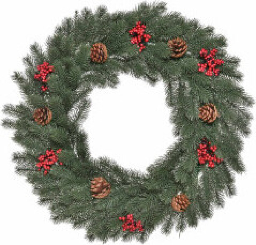 Bilde av Grankrans, Dørkrans, Julekrans, Bakside Med Hengende Malje, Pe Grønn, Diameter 60 X 8 Cm