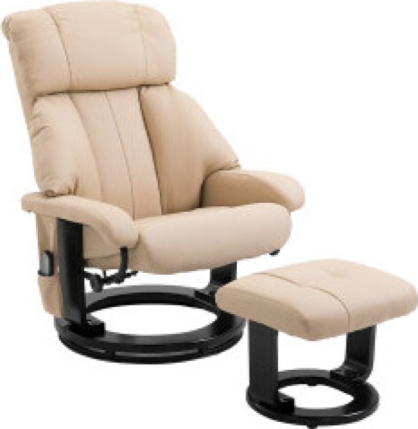 Hvilestol Med Hvilefunksjon, Massasjestol, Tv-Stol, Hvilestol, Ergonomisk Stol, Lenestol Med Krakk, Massasje, Beige, 76 X 80 X 1