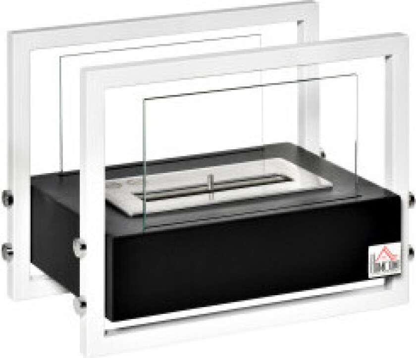 Bilde av Biopeis Etanolpeis Bioetanolbrenner 1,5L Brenntid Ingen Røyk Metall Herdet Glass Sort + Hvit 39,5 X 25 X 30 Cm