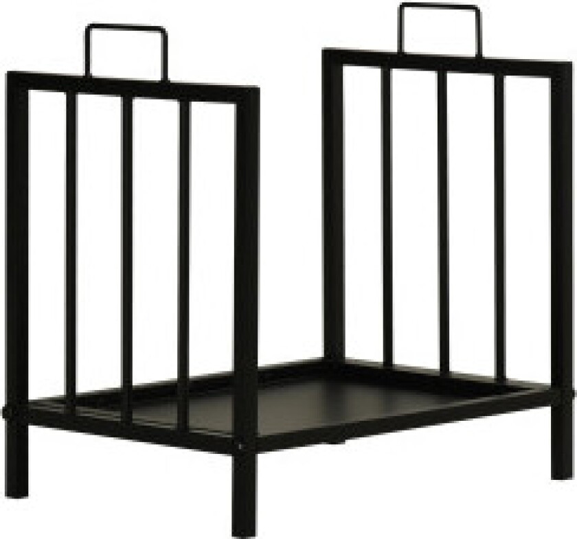 Vedstativ Vedstativ Med To Håndtak Peisbestikk 50 Kg Kraftig Vedstativ Peisverktøy Metall Svart 39 X 32,5 X 46 Cm