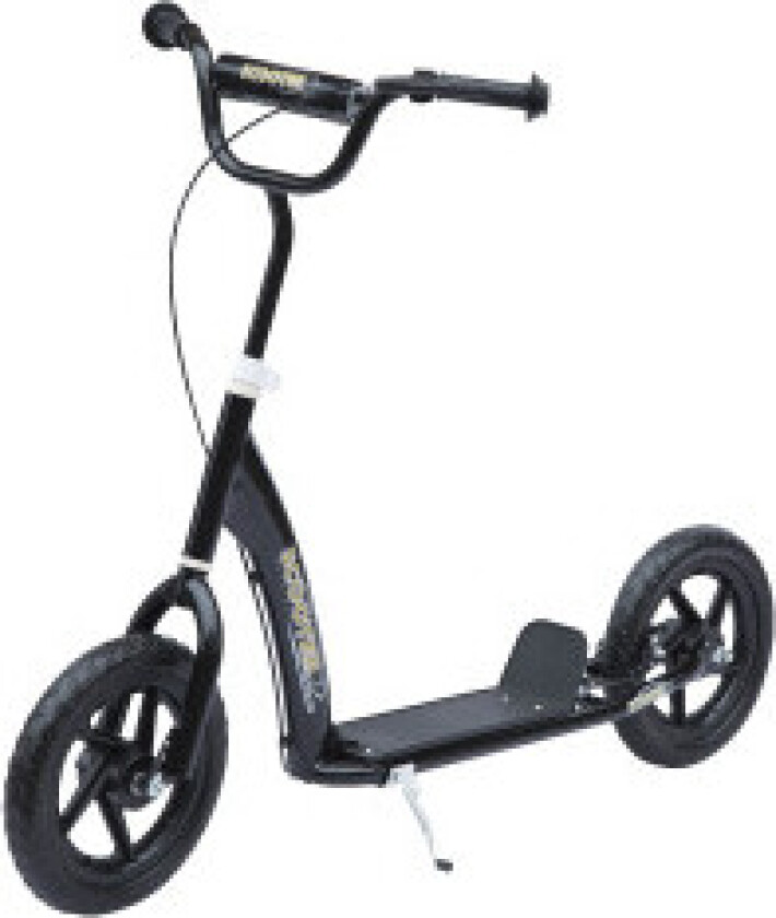 Barnescooter Sparkesykkel 12 Tommer Med Bakbrems, Høydejusterbar Sparkesykkel, Sparkesykkel I Svart, Stål Og Eva