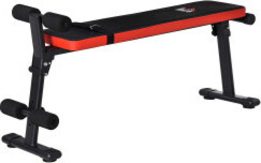 Vektbenk Multifunksjonell Treningsbenk, Sammenleggbar, 110Kg Lastekapasitet, Stål, Sort+Rød, 125X35X60Cm