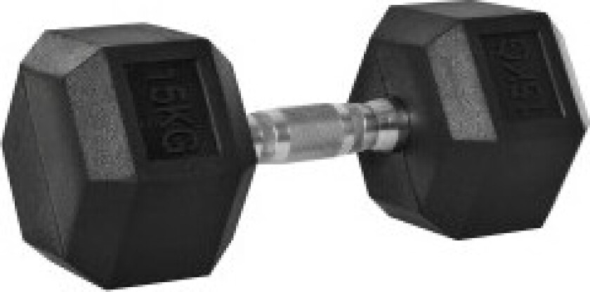 Hexagon Dumbbell Støpejern Dumbbell Gummi Dumbbell Håndtak Riftede Vekter Metall Gummi Svart 1 X 15 Kg