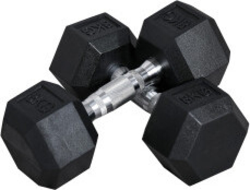 Bilde av Hexagon Manualer Sett Med 2 Støpejerns Manualer Håndtak Riflet Manualsett Vekter Metall Gummi Svart 2 X 8 Kg