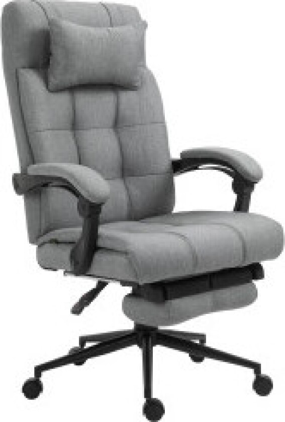 Kontorstol Med Pute Armlen Skrivebordsstol Med Tiltvinkel Høydejusterbar Svingstol Med Fotstøtte Lin 66 X 70 X 116-124 Cm