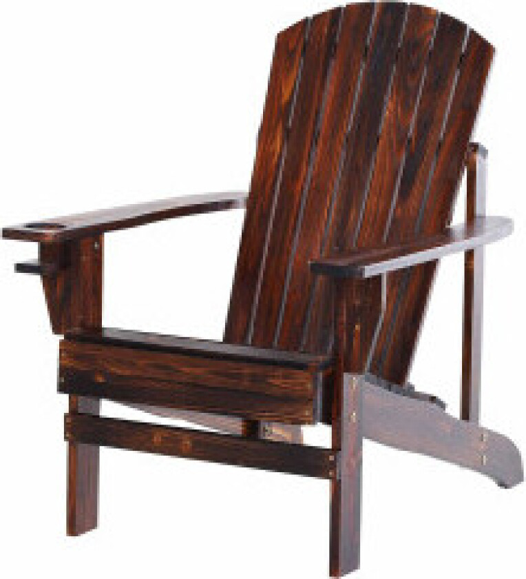 Adirondack Hagestol Med Koppholder Balkongstol Solid Wood Charred 72,5 X 97 X 93 Cm