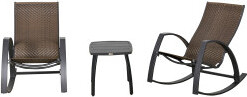 Rattan Gyngestol Bistrosett 3 Deler 2 Stoler 1 Bord Aluminium Komfort Uv-Bestandig For Hager Uteplass Basseng Uteplass