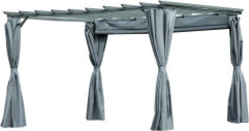 Pergola Lysthus Med Justerbart Stofftak, Værbestandig, 3,6X3X2,27M, Stål, Grå