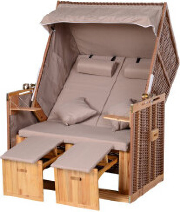 Strandstol Med Krakk Og Sammenleggbart Bord, Hel Solseng, Hageseng, Drikkeholdere, Pe-Rotting, Beige, 118 X 79 X 160 Cm