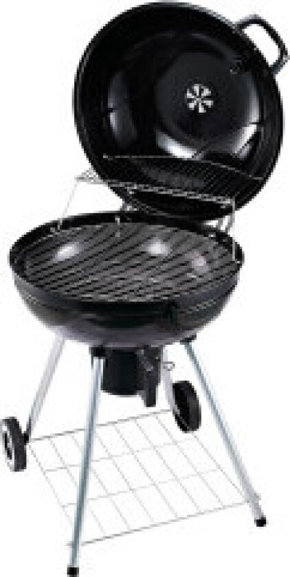 Charcoal Grill Trolley Stående Grill Bbq Rund Ask Catcher Metall Svart Diameter 57 X 94 Cm