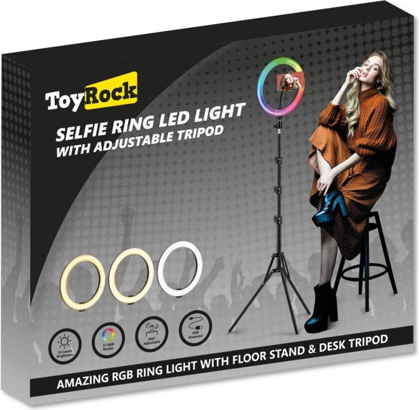 Selfie Ring Led Lys 26 Cm Med Juster