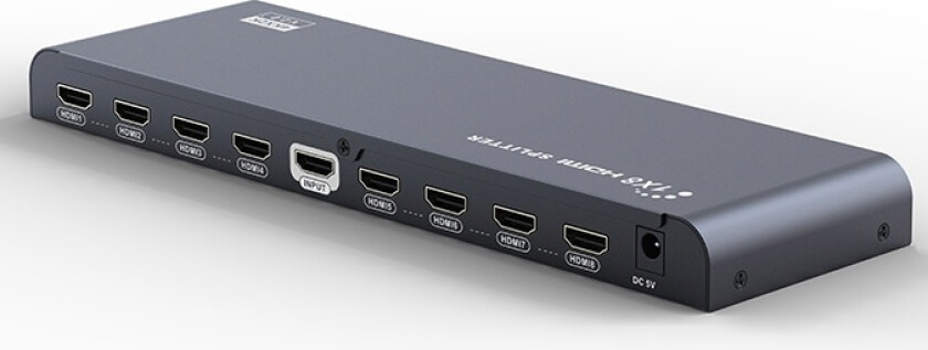 HDMI splitter, 1 source to 8 displays, support 4K in 60Hz, black