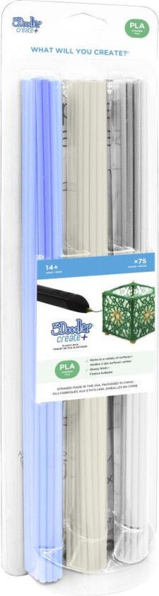 3Doodler Pro+ Filament for 3D-utskrift - 75 stk - Gjennomsiktig blå/hvit/transparent