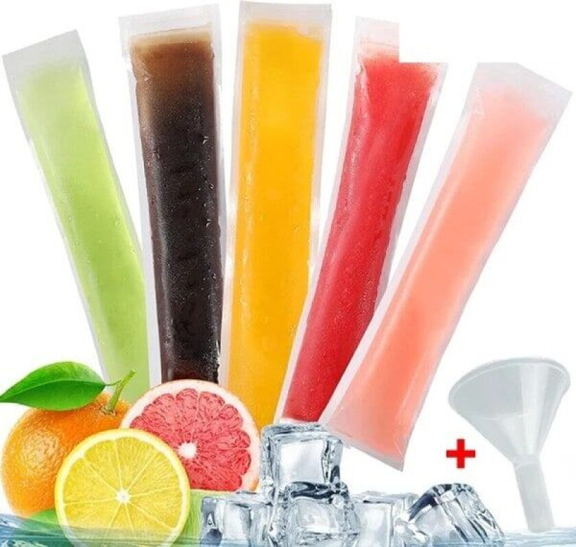 Popsicle 100 stykker Engangs Is Pop Mugg pose Stor Frys Popsicle Forseglet poser DIY Juice Yogurt Smoothie pose Med trakt