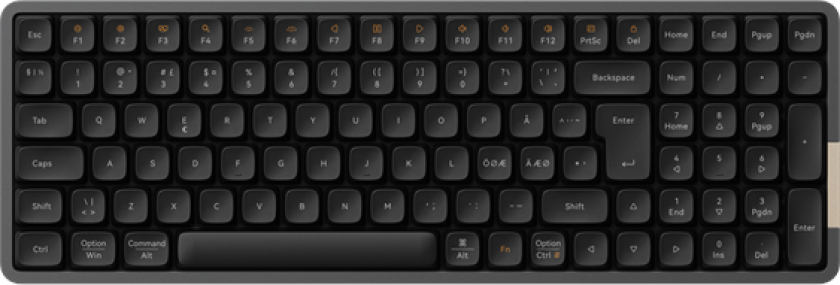 FLOW 100 - Tactile Kailh Phantom - Tastatur - Nordisk - Svart