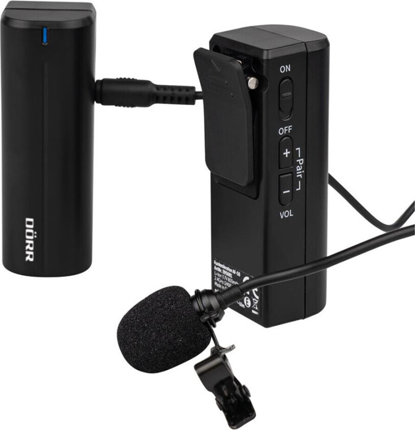 DÃRR AF-50 Trådløs clip-on mikrofon - 2,4 GHz, USB-C/USB-A - 3,5 mm minijack