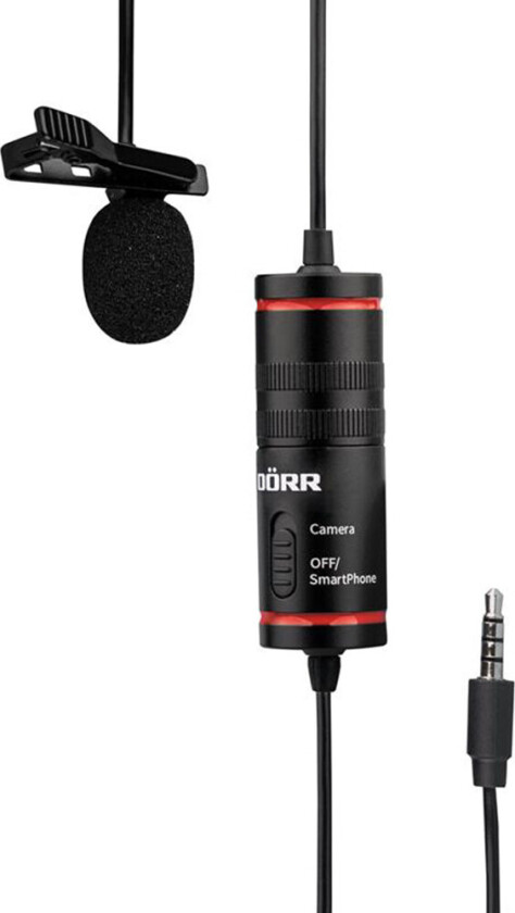 DÃRR LV-30 Lavalier-mikrofon - 50Hz-15KHz - 3,5 mm minijack/6,3 mm jack