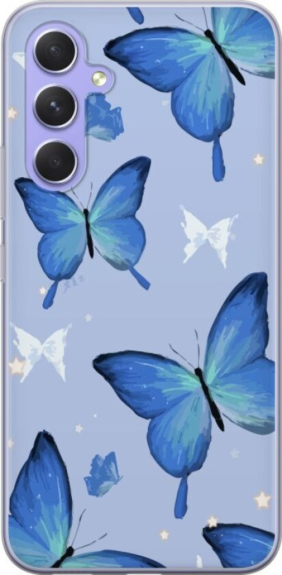Mobildeksel til Samsung Galaxy A54 med Blå sommerfugler motiv
