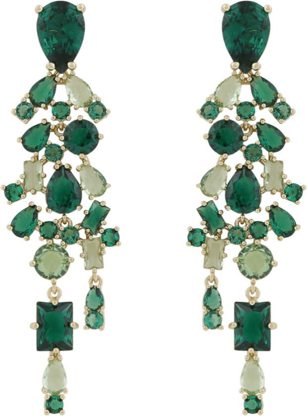 Snö Of Sweden Ellie Big Pendant Earring Gold/Mix Green