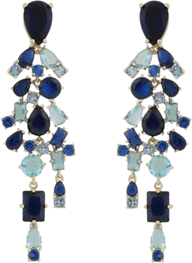 Snö Of Sweden Ellie Big Pendant Earring Gold/Mix Blue