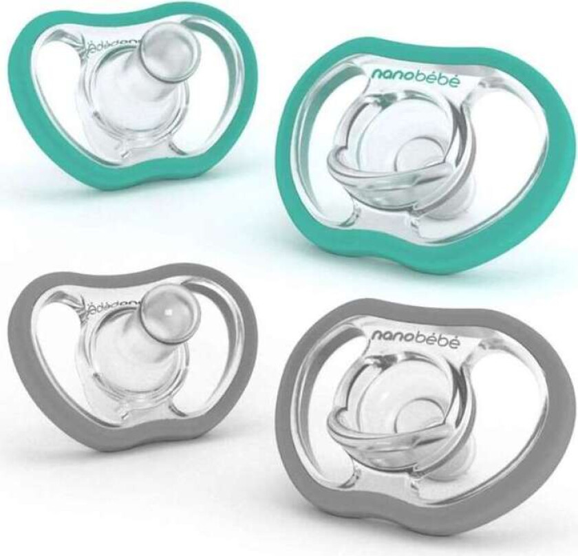 Nanobébé Active Flexy Pacifier Turquoise /Grey 4m+ 4pcs