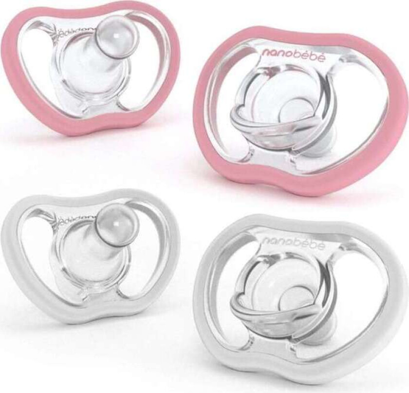 Nanobébé Active Flexy Pacifier Pink/White 4m+ 4pcs