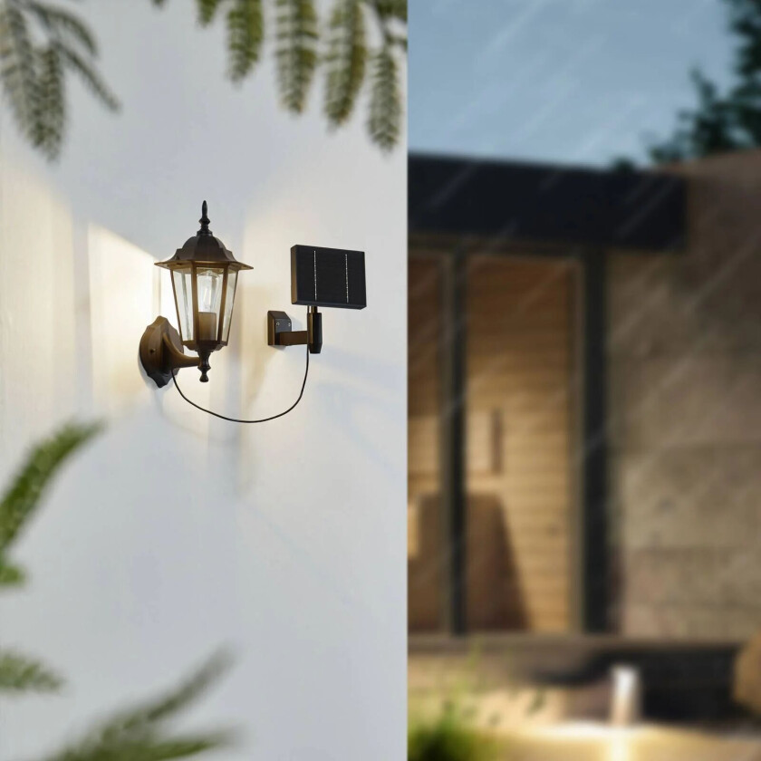 LED solcellelampe Sayata, svart, aluminium, lykt