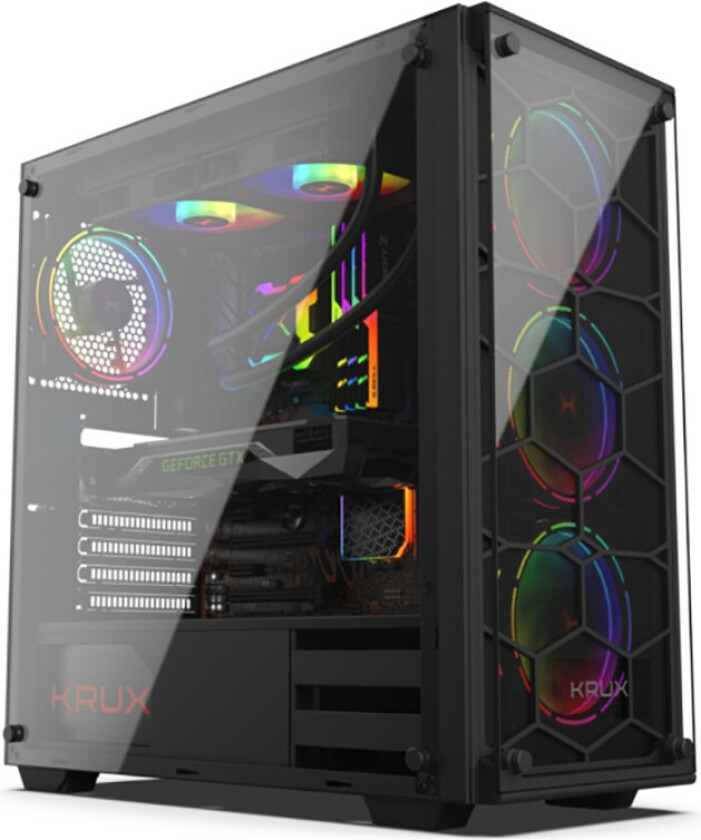 Krux Leda PC-skap (ATX/Micro-ATX/Mini-ITX) - Sort